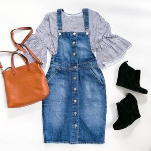 Denim&Co Overall Button Down Jumper Dress